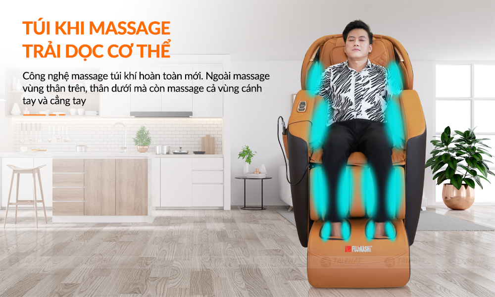 Massage nhẹ nhàng với hệ thống túi khí trải dọc cơ thể
