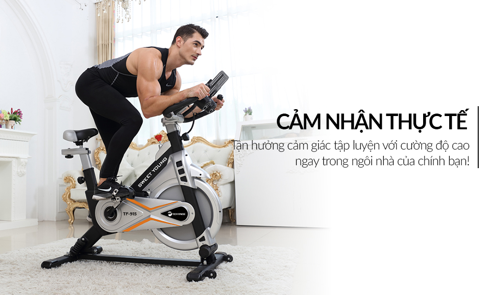 Xe đạp tập thể dục Tech Fitness TF-915 cho bạn cảm nhận thực tế bài tập cường độ cao, tốc độ nhanh
