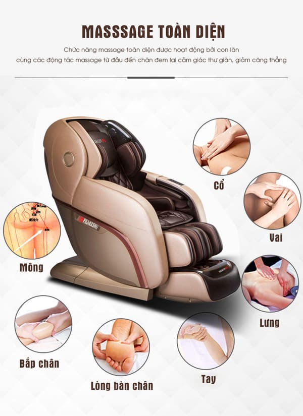 Ghế massage tích hợp các chương trình massage sâu và toàn diện.
