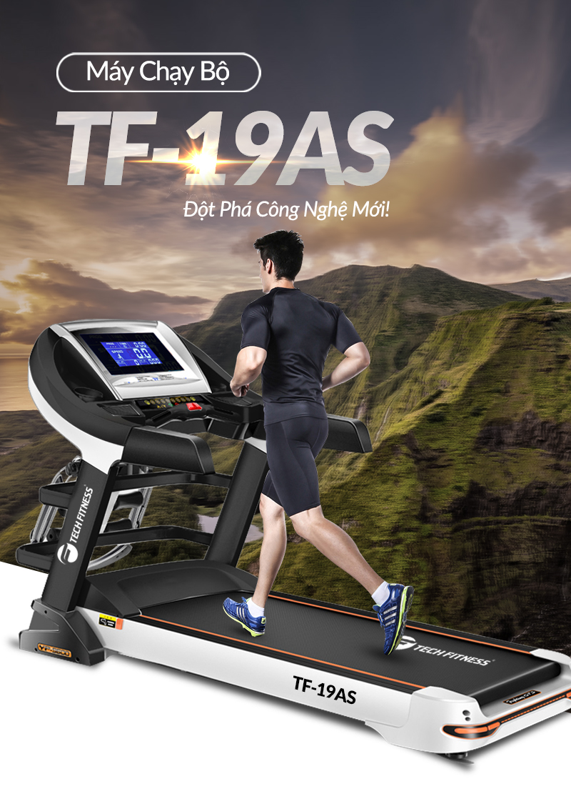 Máy chạy bộ Tech Fitness TF-19AS tối ưu trải nghiệm chạy bộ tại nhà.